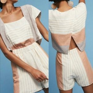 Elevenses linen blend striped romper